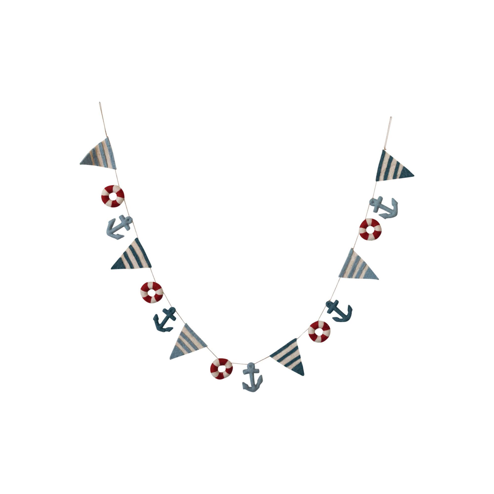 Hello Honey® 6ft. Multicolor Handmade Wool Felt Pennant Nautical Garland